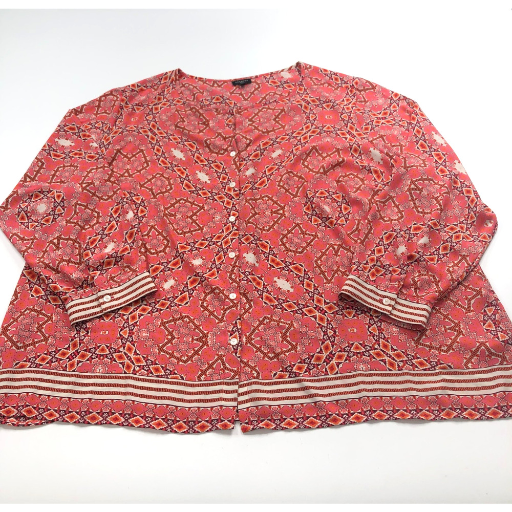 Talbots Plus 3x All Over Print Polyester Button L… - image 1